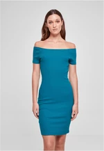 Women's Dress Off Shoulder Rib - Green-Blue
