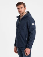 Ombre Men's SOFTSHELL jacket with fleece center - navy blue