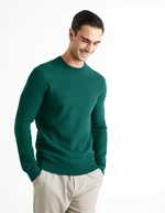 Dark green men's basic sweater Celio Bepic