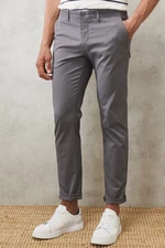 AC&Co / Altınyıldız Classics Pánske sivé slim fit chino nohavice so bočnými vreckami, pružné