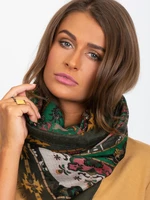 Scarf with folk khaki patterns