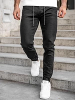 Czarne spodnie jeansowe joggery męskie Denley 60033W0