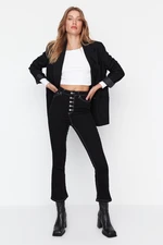 Trendyol Black High Waist Crop Flare Jeans With Buttons In The Front