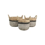 Súprava 3 úložných košíkov HSM collection Raffia Natural Gris