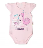 Baby Nellys Bavlněné kojenecké body, kr. rukáv, Flamingo - sv. růžové, vel. 74 (6-9m)