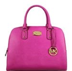 Ružová kožená kabelka Michael Kors LG Satchel Fuschia