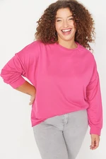 Trendyol Curve Fuchsia Crewneck Thin Knitted Sweatshirt.