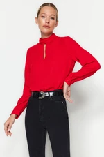 Trendyol Red High Neck Woven Blouse