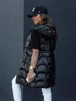 Women's quilted vest with hood long CHARMVEST black Dstreet