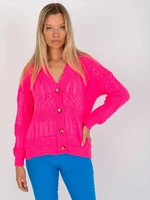 Fluo pink summer cardigan with openwork pattern RUE PARIS