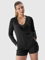 Women's Sports Quick-Drying Zip-Up Hooded Sweatshirt 4F - Black