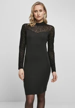 Women's Lace Dress with Turtle Neck Black