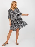 Women's Boho Dress with 3/4 Sleeves Sublevel - Multicolored