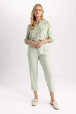 DEFACTO Jogger Linen Look High Waist Trousers