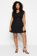 Trendyol Curve Black Lace-Up Detailed Woven Dress