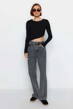 Trendyol Gray High Waist Wide Leg Jeans