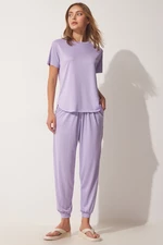 Happiness İstanbul Women's Lilac Soft Textured Flowy Suit