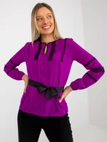 Purple formal blouse with tie belt