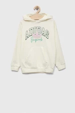 Dětská mikina adidas Originals béžová barva, s kapucí, s potiskem