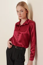 Bigdart 3964 Lightly Flowy Satin Shirt - Plum