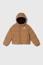 Dětská oboustranná bunda The North Face B REVERSIBLE NORTH DOWN HOODED JACKET hnědá barva