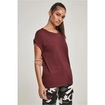 Women's red T-shirt with an extended shoulder