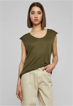 Women's Olive T-Shirt HiLo with Shoulder Zipper