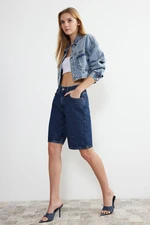 Trendyol Blue High Waist Denim Shorts & Bermuda