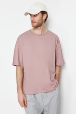Trendyol Dusty Rose Oversize/Wide Cut Basic 100% Cotton T-Shirt