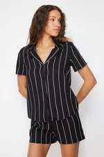 Trendyol Black Striped Viscose Woven Pajamas Set