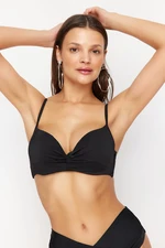 Trendyol Black Balconette Gathered Push Up Bikini Top