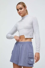 Kraťasy Reebok Classic dámské, fialová barva, s aplikací, high waist