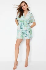 Trendyol Flounce Chiffon Lined Mint Mini Woven Dress