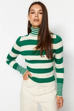 Trendyol Stone Striped Turtleneck Knitwear Sweater