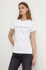 Bavlnené tričko Calvin Klein Jeans dámske, biela farba, J20J220253