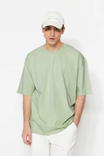 Trendyol Mint Oversize/Wide Cut Basic tričko ze 100% bavlny