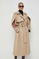 Kabát Victoria Beckham dámsky, béžová farba, prechodný