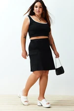 Trendyol Curve Black Pocket Mini Knitted Skirt