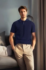 Trendyol Navy Blue Limited Edition Relaxed Short Sleeve Knitwear Polo Neck T-shirt