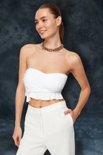 Trendyol Bridal White Crop Frilly Knitted Bustier