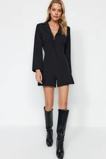 Trendyol Black Belted Jacket Collar Zipper Detailed Mini Woven Jumpsuit