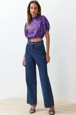 Trendyol Purple Woven Floral Pattern Blouse