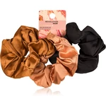 Revolution Haircare Satin Scrunchie gumičky do vlasov odtieň Black/Blush/Nude 3 ks