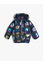 Koton Oversize Down Coat Unicorn Printed Covered Pocket Fleece Lined