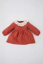 DEFACTO Regular Fit Polka Dot Long Sleeve Knitted Dress