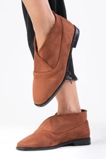 Mio Gusto Clarisse Brown Stretch Suede High-Top Women's Casual Flat Shoes