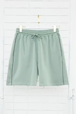 Trendyol Mint Regular/Normal Cut More Sustainable Contrast Stitch Detail 100% Cotton Shorts