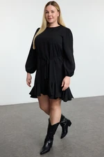 Trendyol Curve Black Long Balloon Sleeve Woven Midi Plus Size Dress