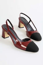 Shoeberry Women's Liera Claret Red Patent Leather Heeled Shoes