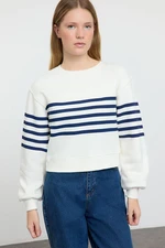 Trendyol Ecru Striped Regular/Normal Pattern Knitted Sweatshirt